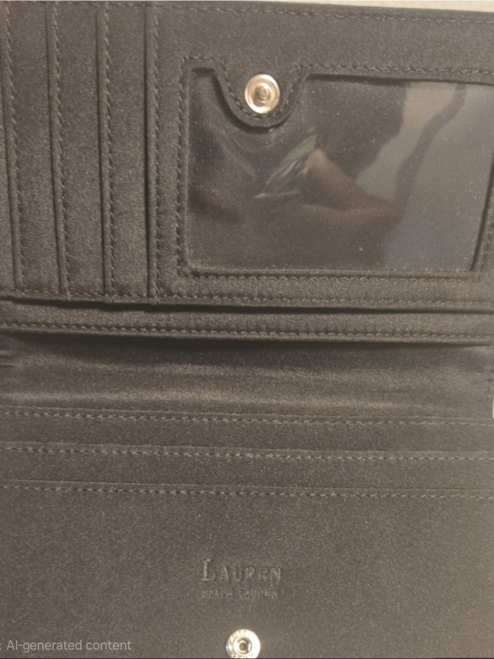 Ralph Lauren Black Women's Wallet with Metal Lauren Plaque - Picture 2 of 7